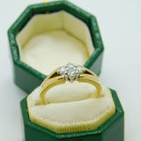 9ct Yellow Gold & Diamond Set Floral Cluster Ring Vintage 1994 Birmingham