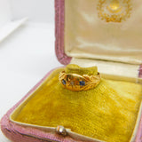 Edwardian 18ct Yellow Gold, Sapphire & Diamond Boat Ring 1904 Chester Antique