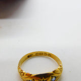 Edwardian 18ct Yellow Gold, Sapphire & Diamond Boat Ring 1904 Chester Antique