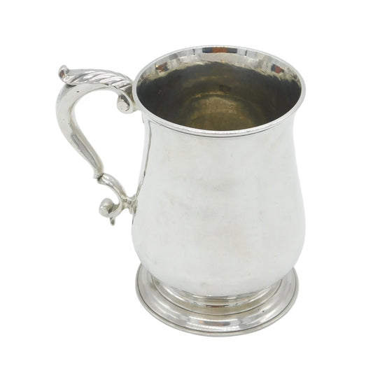 George II Sterling Silver Scrolled Baluster Tankard Antique 1756 London
