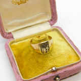 10ct Yellow Gold American IHS Religious Signet Ring Antique c1920 Art Deco