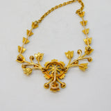 Edwardian 15ct Yellow Gold & Seed Pearl Floral Chain Necklace Antique c1910