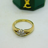 9ct Yellow Gold & Diamond Set Floral Cluster Ring Vintage 1994 Birmingham