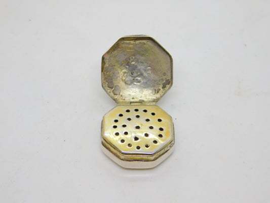 George III Sterling Silver Octagonal Vinaigrette Antique 1800 Birmingham