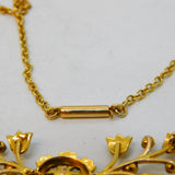Edwardian 15ct Yellow Gold & Seed Pearl Floral Chain Necklace Antique c1910