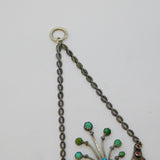 19th Century Austro-Hungarian Silver, Ruby, Diamond, Turquoise & Pearl Peacock Drop Pendant c1860