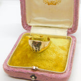 10ct Yellow Gold American IHS Religious Signet Ring Antique c1920 Art Deco