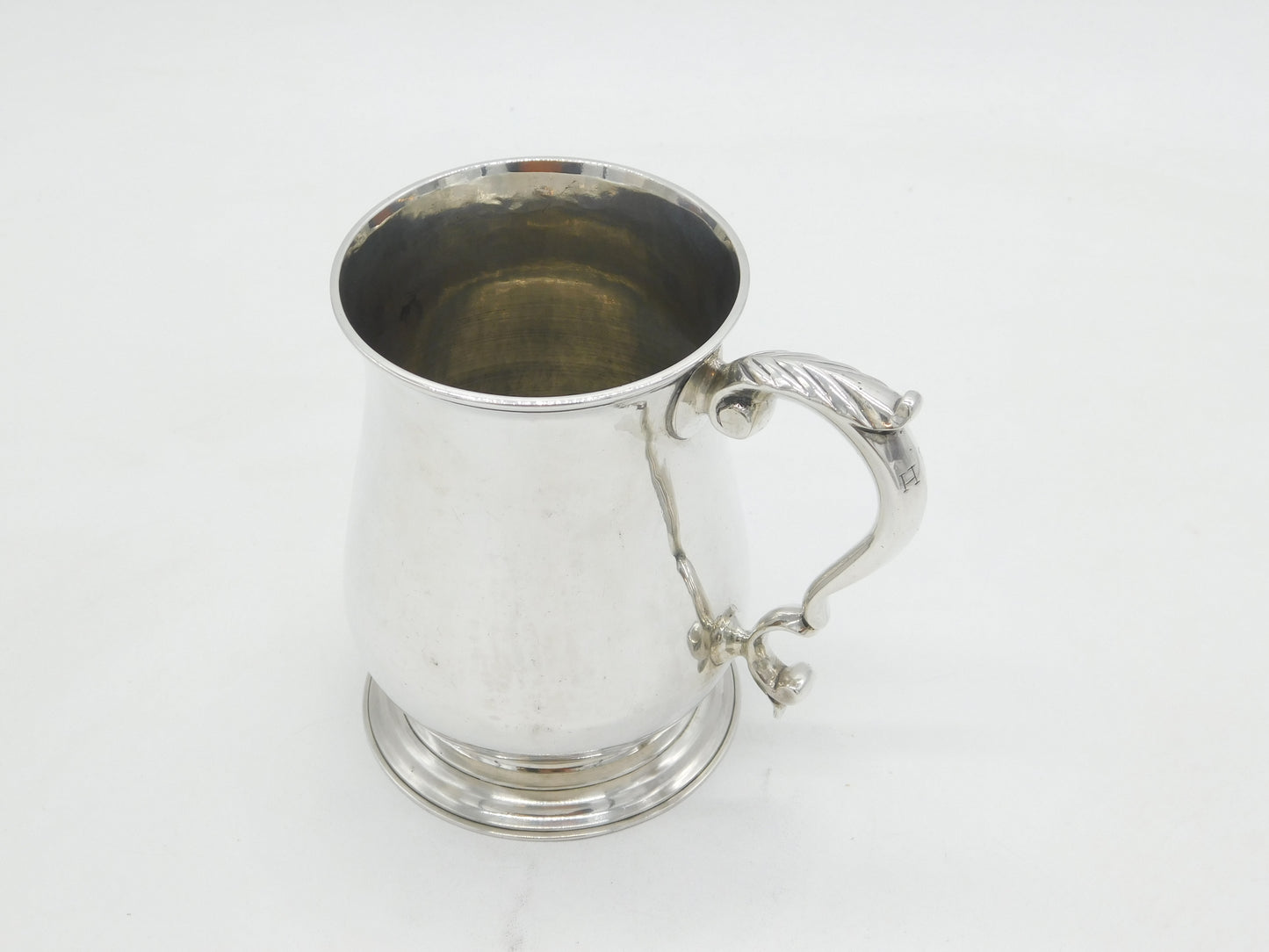 George II Sterling Silver Scrolled Baluster Tankard Antique 1756 London