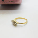 18ct Yellow Gold & 0.4ct Diamond Set Three Stone Crossover Ring c1920 Antique