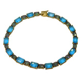 9ct Yellow Gold, Mystic & Blue Topaz Gemstone Bracelet Vintage c1990