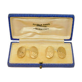 Boxed 9ct Yellow Gold Rising Sun Pattern Gents Cufflinks Vintage 1968 Birmingham