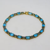 9ct Yellow Gold, Mystic & Blue Topaz Gemstone Bracelet Vintage c1990