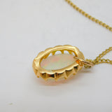 Victorian 18ct Gold Mounted Cabochon Opal Pendant Necklace Antique c1880s