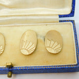 Boxed 9ct Yellow Gold Rising Sun Pattern Gents Cufflinks Vintage 1968 Birmingham