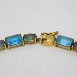 9ct Yellow Gold, Mystic & Blue Topaz Gemstone Bracelet Vintage c1990