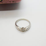 9ct White Gold & 0.1ct Diamond Solitaire Ring Vintage c1990 Sheffield