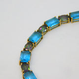 9ct Yellow Gold, Mystic & Blue Topaz Gemstone Bracelet Vintage c1990