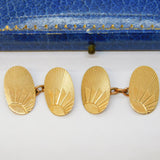 Boxed 9ct Yellow Gold Rising Sun Pattern Gents Cufflinks Vintage 1968 Birmingham
