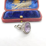 Victorian Sterling Silver Faceted Amethyst Set Fob Seal Antique c1890