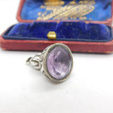 Victorian Sterling Silver Faceted Amethyst Set Fob Seal Antique c1890