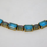 9ct Yellow Gold, Mystic & Blue Topaz Gemstone Bracelet Vintage c1990
