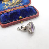 Victorian Sterling Silver Faceted Amethyst Set Fob Seal Antique c1890