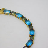 9ct Yellow Gold, Mystic & Blue Topaz Gemstone Bracelet Vintage c1990
