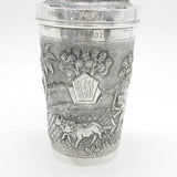 20th Century Burmese Sterling Silver Farm Pattern Cocktail Shaker Antique c1920