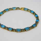9ct Yellow Gold, Mystic & Blue Topaz Gemstone Bracelet Vintage c1990