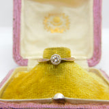 18ct Yellow Gold & 0.2ct Diamond Solitaire Band Ring Antique c1930 Art Deco