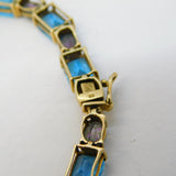 9ct Yellow Gold, Mystic & Blue Topaz Gemstone Bracelet Vintage c1990