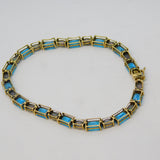 9ct Yellow Gold, Mystic & Blue Topaz Gemstone Bracelet Vintage c1990