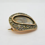 George III 9ct Rose Gold, Paste & Hair Set Mourning Brooch Antique c1820s