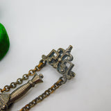 French Victorian Metal Novelty Sword in Scabbard Sewing Scissors Chatelaine Fob c1890