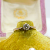 18ct Yellow Gold & 0.2ct Diamond Solitaire Band Ring Antique c1930 Art Deco