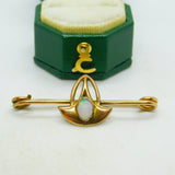 Edwardian 9ct Gold Murrle Bennett Style Opal Brooch Antique c1910 Art Nouveau