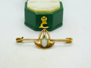 Edwardian 9ct Gold Murrle Bennett Style Opal Brooch Antique c1910 Art Nouveau