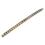 9ct White Gold & Rainbow Set Natural Sapphire Panel Bracelet Vintage Birmingham
