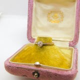18ct Yellow Gold & 0.2ct Diamond Solitaire Band Ring Antique c1930 Art Deco