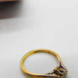 18ct Yellow Gold & 0.2ct Diamond Solitaire Band Ring Antique c1930 Art Deco