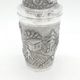 20th Century Burmese Sterling Silver Farm Pattern Cocktail Shaker Antique c1920