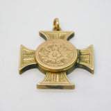Victorian 9ct Gold Back & Front Maltese Cross Locket Pendant Antique c1860s