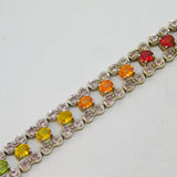 9ct White Gold & Rainbow Set Natural Sapphire Panel Bracelet Vintage Birmingham