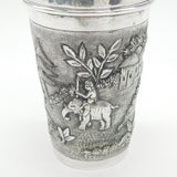 20th Century Burmese Sterling Silver Farm Pattern Cocktail Shaker Antique c1920