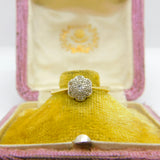 Victorian 18ct Yellow Gold & Diamond Set Daisy Flower Ring Antique c1880