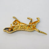 9ct Gold & Silver Retriever Dog Brooch Turquoise, Seed Pearl Vintage c1970