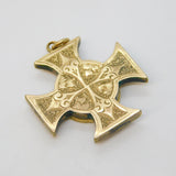 Victorian 9ct Gold Back & Front Maltese Cross Locket Pendant Antique c1860s