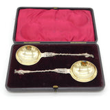 Victorian Pair of Sterling Silver Apostle Dessert Spoons Antique 1901 Chester