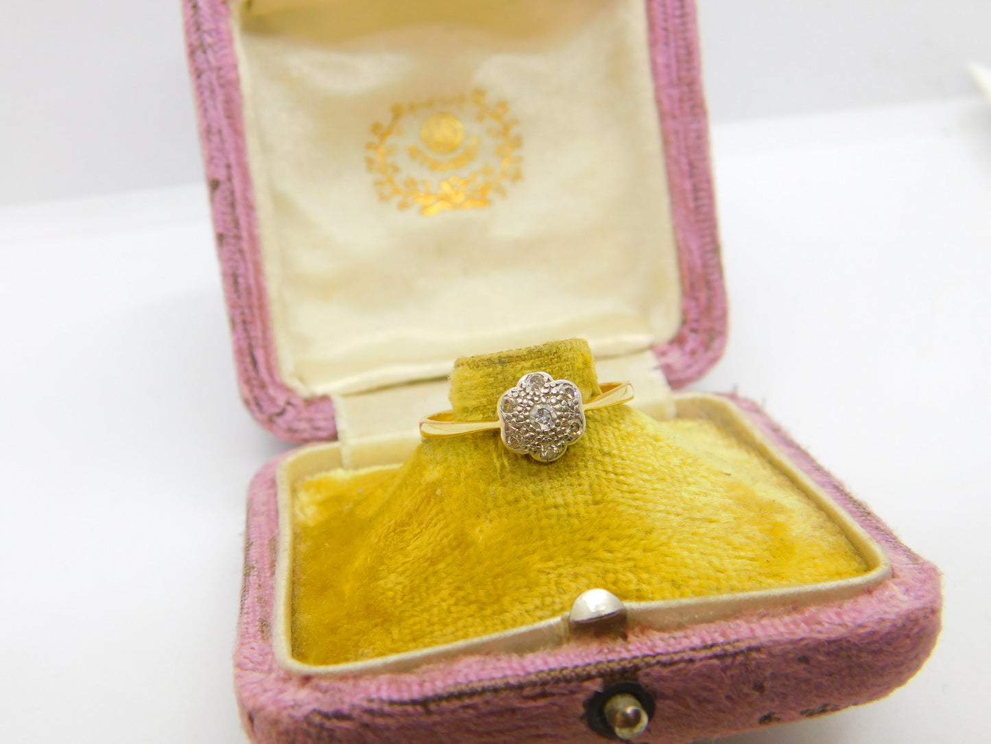 Victorian 18ct Yellow Gold & Diamond Set Daisy Flower Ring Antique c1880