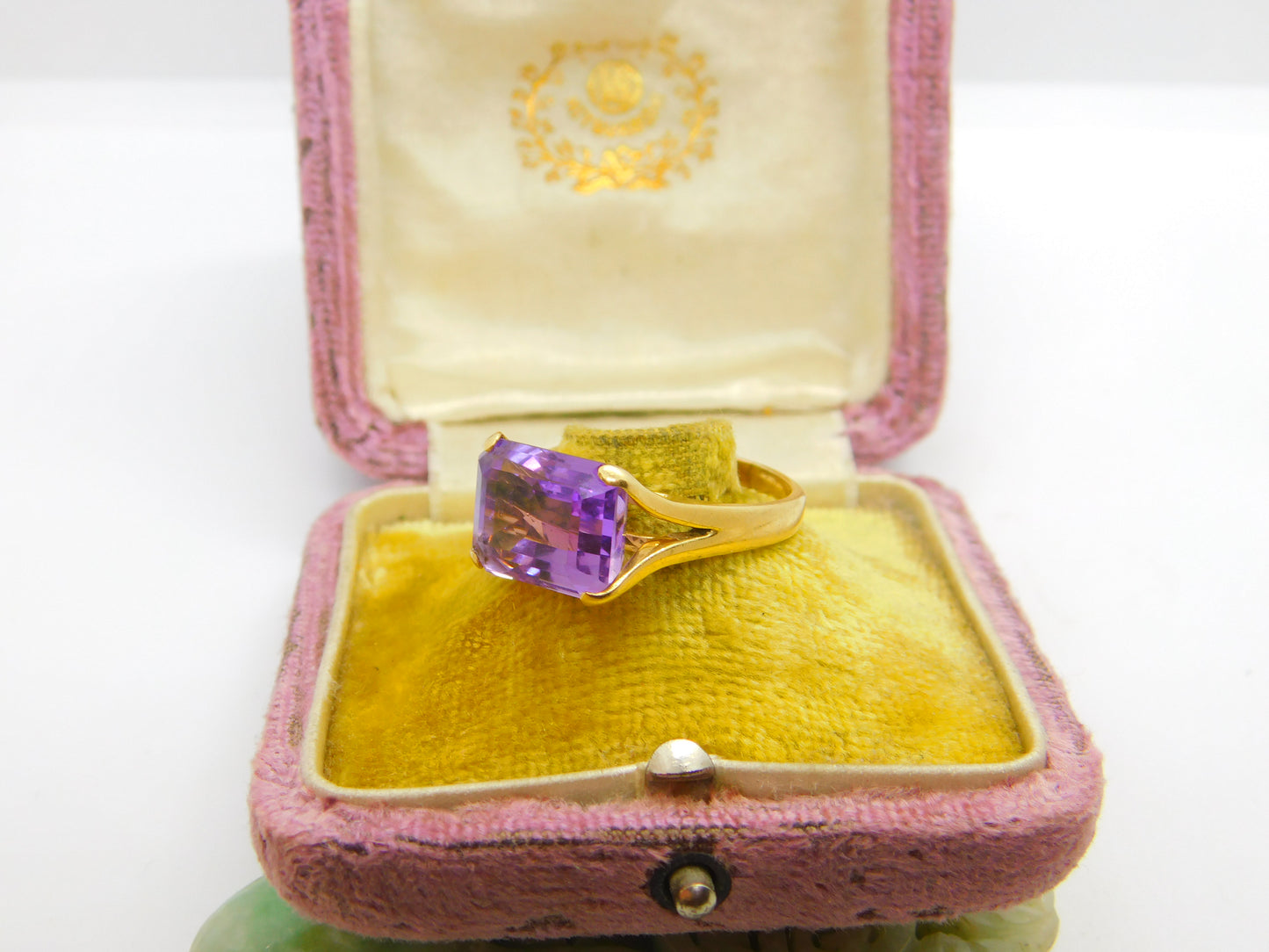 18ct Yellow Gold & Faceted Amethyst Cocktail Ring Vintage c1980